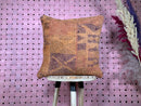 Handmade Moroccan Wool Pillow Cover in Earthy Terracotta and Plum Tones, Tribal Pattern Kilim Style Cushion – 20x20 wool pillow by 100kends