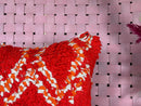 Handmade Moroccan Wool Pillow Cover Red Orange White Shag Diamond Pattern – Berber Tribal Sofa Decor – Ethnic Accent Cushion 20x20 pillow
