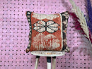 Moroccan Wool Pillow Handmade Berber Cushion Cover with Tribal Boho Patterns in Rustic Red and Beige for Sofa or Bed – 19x19 inches pillow