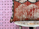 Moroccan Wool Pillow Handmade Berber Cushion Cover with Tribal Boho Patterns in Rustic Red and Beige for Sofa or Bed – 19x19 inches pillow