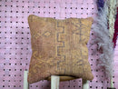 Rustic Moroccan Wool Pillow with Tribal Symbols, Burnt Orange & Brown Vintage Kilim Style Cushion Cover – Wool Pillow 20x19 inches pillow