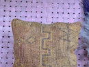 Rustic Moroccan Wool Pillow with Tribal Symbols, Burnt Orange & Brown Vintage Kilim Style Cushion Cover – Wool Pillow 20x19 inches pillow