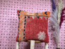Vintage Moroccan Wool Pillow with Red Geometric Design and Boho Floral Accent - Tribal Handmade Cushion Cover - 20 x 20 inches pillow cover