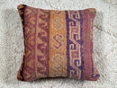 Moroccan Wool Pillow with Tribal Boho Patterns in Earthy Purple & Rust – Handmade Cushion Cover – 18x19.29 inches pillow cover