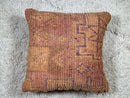 Moroccan Wool Pillow in Earthy Rust and Tan Tones with Tribal Geometric Pattern – Handmade Berber Cushion 19x19 inches pillowcase