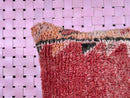Handmade Moroccan Wool Pillow with Tribal Patterns, Red and Pink Tones, Soft Textured Cushion Cover, Vintage Style – 20x20 inches woolpillow