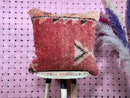 Handmade Moroccan Wool Pillow with Tribal Patterns, Red and Pink Tones, Soft Textured Cushion Cover, Vintage Style – 20x20 inches woolpillow