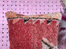 Handmade Moroccan Wool Pillow with Tribal Patterns, Red and Pink Tones, Soft Textured Cushion Cover, Vintage Style – 20x20 inches woolpillow