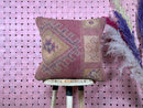 Boho Moroccan Wool Pillow with Geometric Tribal Design – Kilim Vintage Cushion Cover – Handmade 18 Inch Wool Pillow – 18x18.50 inches pillow
