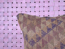 Vintage Moroccan Kilim Wool Pillow with Tribal Berber Patterns in Earth Tones and Purple Accents – Handmade Cushion 18x19 inches pillowcase