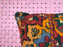 Handmade Moroccan Wool Pillow – Red Rust Tribal Cushion with Green & Yellow Accents – Boho Vintage Style – Square 20x20 Inches Pillowcase