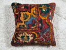 Handmade Moroccan Wool Pillow – Red Rust Tribal Cushion with Green & Yellow Accents – Boho Vintage Style – Square 20x20 Inches Pillowcase