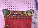 Handmade Red Moroccan Wool Pillow with Berber Floral Patterns – Vintage Tribal Boho Cushion Cover – Wool Cushion 19x19 inches by 100kends
