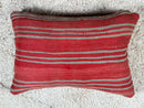 Moroccan Wool Pillow with Tribal Embroidery, Boho Kilim Decor in Red & Yellow, Handmade Cushion Cover – Size 16x24 Inches by 100kends