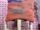 Handwoven Moroccan Wool Pillow – Tribal Pattern in Red, Blue, Orange – Cultural Accent Cushion – Boho Decor – 20 x 19 inches pilow cover