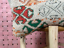 Moroccan Wool Pillow with Tribal Patterns, Red Green Beige Accents, Handwoven Cushion Cover, Boho Decor – Size 14x24 inches pillow cover