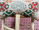 Moroccan Wool Pillow with Tribal Patterns, Red Green Beige Accents, Handwoven Cushion Cover, Boho Decor – Size 14x24 inches pillow cover