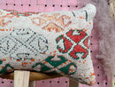 Moroccan Wool Pillow with Tribal Patterns, Red Green Beige Accents, Handwoven Cushion Cover, Boho Decor – Size 14x24 inches pillow cover
