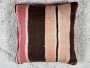 Vintage Moroccan Wool Pillow with Red Geometric Design and Boho Floral Accent - Tribal Handmade Cushion Cover - 20 x 20 inches pillow cover